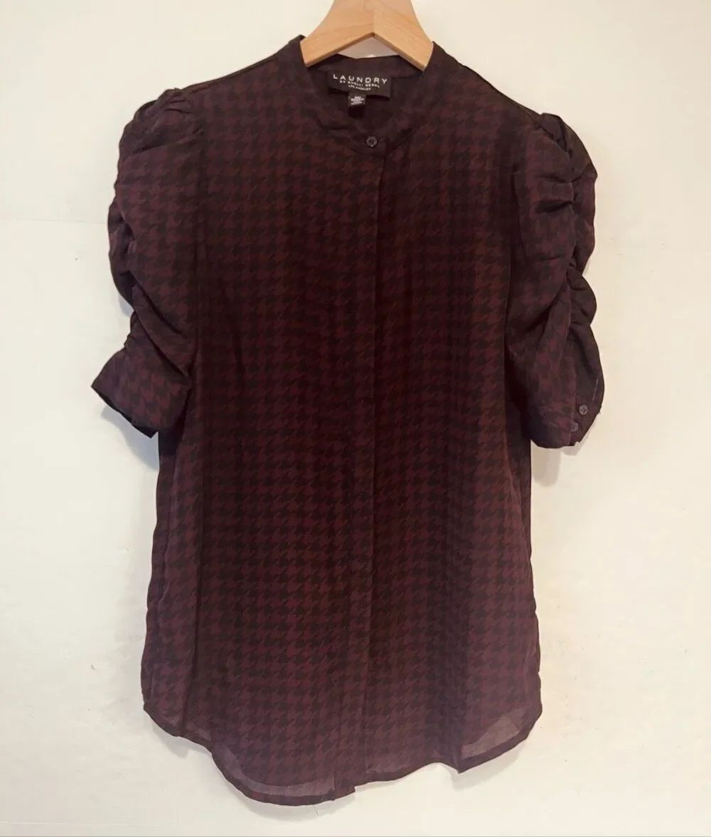 Laundry Houndstooth Button Down Blouse Size XS